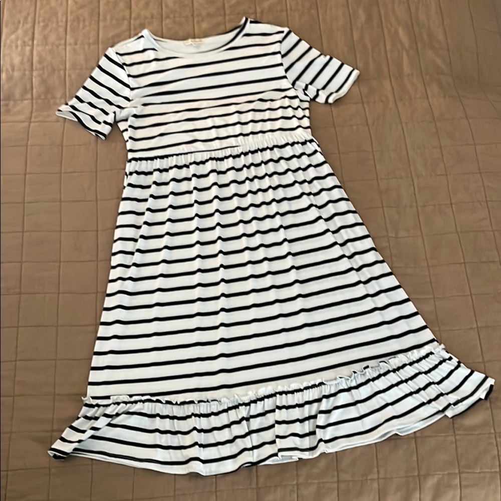 Striped Black and White Kids Dress